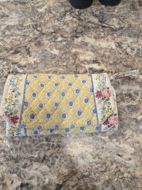 Vera Bradley Yellow Quilted Floral Wristlet